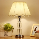 White Conical Shade Desk Lamp Modernist 1 Bulb Fabric Table Light with Braided Trim