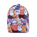Blue Kawaii Anime Peripheral Neko Atsume All Over Cat Pattern Backpack for Students