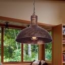 Metallic Rust Pendant Lighting Barn 1 Light Antiqued Ceiling Suspension Lamp, 12