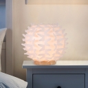 Contemporary Globe Desk Lamp Acrylic LED Bedside Nightstand Light in White with Butterfly Wing Design