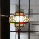 Multifaceted Restaurant Hanging Pendant Light Arabian Metal 1 Light Black Suspension Lamp