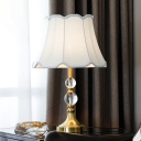 Modernist Flare Desk Light Fabric 1 Head Night Table Lamp in White for Bedroom