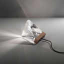 Triangular Living Room Table Light Clear Crystal LED Minimalist Small Desk Lamp