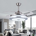 Round Living Room Pendant Fan Lamp Modern Metal 36