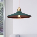 Vintage Barn Pendant Lighting 1-Head Metal Ceiling Hang Fixture in Green for Bedside