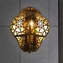 Brass 1 Light Wall Lamp Decorative Metal Hollow Wall Mounted Light Fixture for Restaurant
