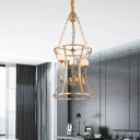 Metal Gold Hanging Chandelier Bloom 3/7 Lights American Garden LED Pendant Lighting for Living Room