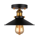 Industrial Antique Black Single Semi Flush Light with Railroad Shade for Farmhouse Kitchen Porch