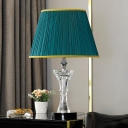 1 Head Living Room Desk Lamp Modernist Green Table Light with Conical Fabric Shade