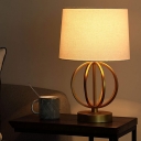 Globe Metal Desk Light Modern 1 Bulb Gold Table Lamp with White Barrel Fabric Shade