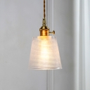 Barrel Prism Glass Pendant Light Fixture Modern 1 Light Gold Hanging Ceiling Light