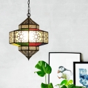 Arabian Lantern Hanging Chandelier 3 Heads Metal Suspended Lighting Fixture in Brass