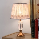 Gold Tapered Desk Lamp Modern 1 Bulb Fabric Table Light with Faux-Braided Detailing