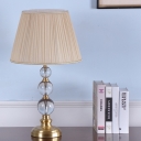 Contemporary Spherical Nightstand Lamp Clear Crystal 1 Bulb Reading Book Light in Beige