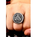 Goth Cool Black Geometric Patterned Stainless Steel Ring for Men