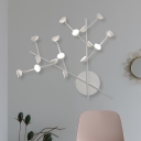 Metallic Branch Sconce Lighting Contemporary 16 Lights LED Wall Mounted Lamp in White