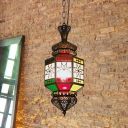 Metal Lantern Pendant Lighting Fixture Arabian 1 Head Restaurant Ceiling Light in Bronze