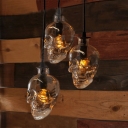 Industrial Hanging Pendant Light Skull with Glass Shade