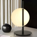 LED Bedside Desk Light Contemporary Black Night Table Lamp with Bowl Metal Shade