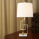 Drum Desk Light Contemporary Fabric 1 Bulb Task Lighting in White for Living Room