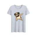 Men's Cozy Short Sleeve Crew Neck Funny Dog Patterned Fitted Tee