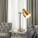 Contemporary 1 Bulb Desk Light Gold Flashlight Night Table Lamp with Metal Shade