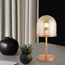 1 Head Cylinder Reading Light Modernism Cognac Glass Night Table Lamp in Rose Gold