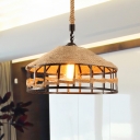 1-Light Rope Pendant Lighting Industrial Beige Mongolian Yurts Frame Restaurant Hanging Ceiling Lamp, 12