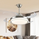 Metal Silver Ceiling Fan Lamp Round 42