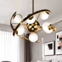 Sputnik Metallic Chandelier Light Contemporary 9-Head Brass Finish Ceiling Hang Fixture