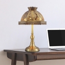 1 Bulb Metal Nightstand Lamp Traditional Brass Dome Bedroom Night Table Lighting