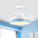 Blue Round Ceiling Fan Lamp Kids Acrylic 42
