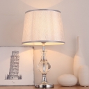 Tapered Drum Reading Lamp Modernist Fabric 1 Bulb Task Lighting in Grey for Bedroom