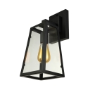 Matte Black Single Light Wall Sconce Light Industrial Retro Iron Trapezoid Wall Light with Glass Shade