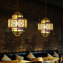 Brass 1 Head Hanging Lamp Southeast Asian Metal Lantern Down Lighting Pendant for Restaurant