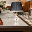 Barrel Fabric Table Light Modernism 1 Bulb Black Desk Lamp with Urn Crystal Base