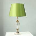 1 Bulb Tapered Desk Light Modernism Fabric Night Table Lamp in Green for Bedroom