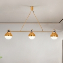 Linear Hanging Chandelier Modern Metal 3 Lights Brass Finish Ceiling Pendant Lamp