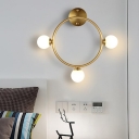 Molecular Opal Glass Wall Light Fixture Modern 3 Bulbs Brass LED Wall Mount Sconce with Ring Design