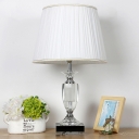 1 Head Living Room Desk Light Modern White Nightstand Lamp with Drum Fabric Shade
