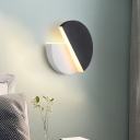 Double Semicircle Metal Sconce Light Modern Black and White LED Wall Lamp Fixture