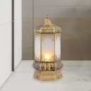 Metal Brass Night Table Lamp Lantern 1 Head Art Deco Nightstand Lighting for Bedroom