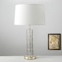 Column Reading Light Modern Clear Crystal 1 Head Chrome Nightstand Lamp for Bedside