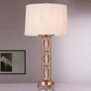 Contemporary 1 Head Table Light Gold Tapered Drum Small Desk Lamp with Fabric Shade
