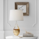 1 Bulb Teardrop Desk Light Modern Clear Crystal Table Lamp in Gold with Fabric Shade