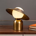 1 Bulb Flare Desk Light Modern Metal Task Lighting in Gold with Globe White Glass Shade
