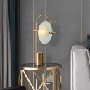 Flat Frosted Glass Study Lamp Contemporary 1 Bulb Gold Reading Book Light for Study