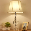 Urn Shape Desk Light Modernist Hand-Cut Crystal 1 Head Night Table Lamp in White