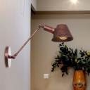 Cone Iron Wall Sconce Farmhouse 1-Bulb Bedroom Wall Mounted Light in Rust with Swing Arm of 8