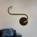 Modern Hook Shape Wall Lamp Fixture Metal Living Room LED Wall Mount Sconce in Black, Warm/White Light